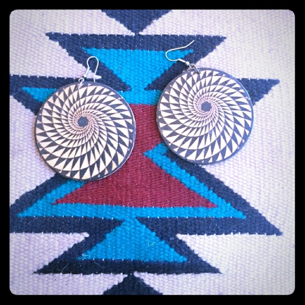 Hand painted wooden earrings